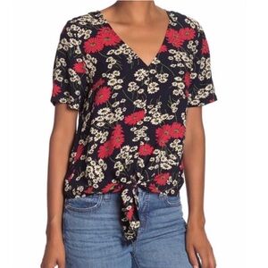 Madewell Hillside Daisies Tie Front Blouse EUC XXS